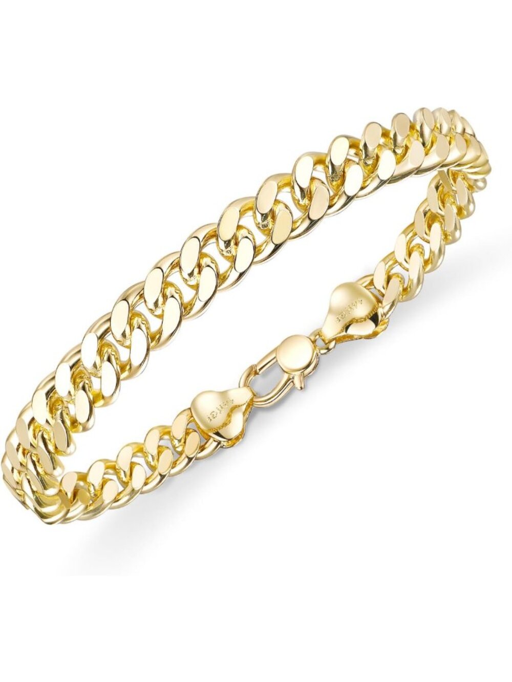 14K Gold Cuban Chain Bracelet for Men - 8mm Miami Style, Adjustable Length